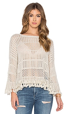 Autumn Cashmere Tassel Crew Neck Sweater in Hemp REVOLVE