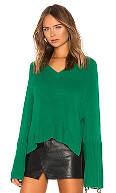 Autumn Cashmere Bell Sleeve V Neck Sweater in Shamrock REVOLVE