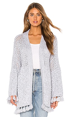 Autumn Cashmere Tassel Open Cardigan in Sweatshirt Bleach White