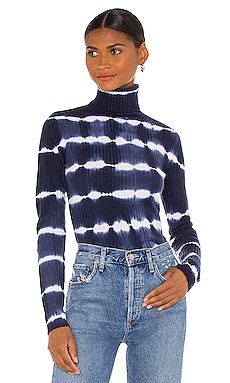 Autumn Cashmere Tie Dye Ribbed Turtleneck in Navy Chalk REVOLVE