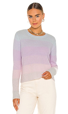 Autumn Cashmere Shaker Ombre Stripe Crew Sweater in Pastel Combo