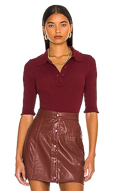 Ribbed Polo with Scallop Detail Autumn Cashmere $209 