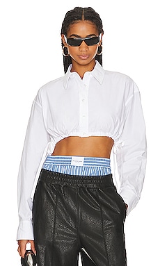 Alexander Wang Cropped Bilayer Top in Oatmeal Melange