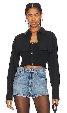 T BY ALEXANDER WANG, Sports Bra Cotton Bolero Shirt, Women