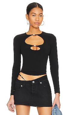 Product image of Alexander Wang Crewneck Long Sleeve Top Cut Out Detail. Click to view full details