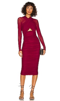 Hibiscus Ruched Ansel Midi Dress