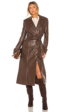 Bardot Faux Leather Trench Coat in Chocolate Bardot $199 