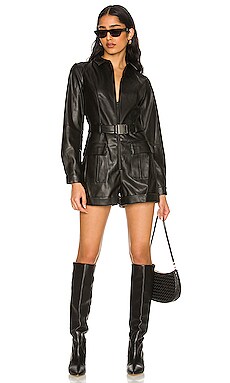 Vegan Leather Playsuit Bardot $139 