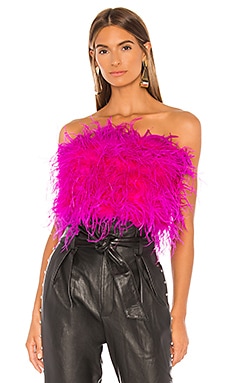 Bardot Feather Bustier in Pink Shock | REVOLVE