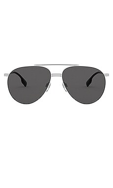 Burberry B. Flight Aviator in Silver, Matte White & Grey | REVOLVE