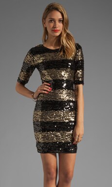 black and white striped sequin dress