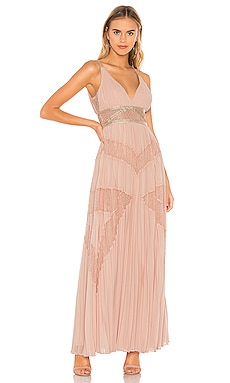BCBGMAXAZRIA Eve Pleated Gown in Bare Pink | REVOLVE