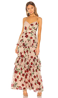 Tiered Rose Print Gown