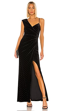 BCBGMAXAZRIA Velvet Rhinestone Gown in Black REVOLVE