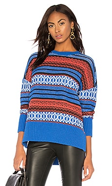 BCBGMAXAZRIA Textured Jacquard Pullover in Electric Blue Combo