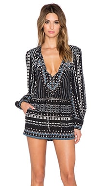 BCBGMAXAZRIA Nancie Printed Romper in Black Combo REVOLVE