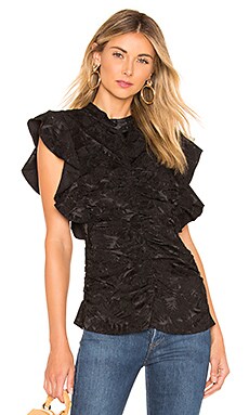 BCBGMAXAZRIA Sleeveless Shirred Top in Black REVOLVE