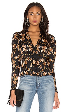 

Fringed tulip printed top - BCBGMAXAZRIA, Черный, В цветочек