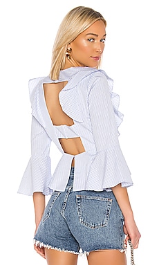 

Топ с воланом - BCBGMAXAZRIA, Синий, Блузки
