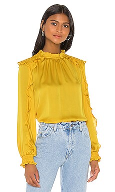 

Блузка - BCBGMAXAZRIA, Горчичный, Длинные рукава