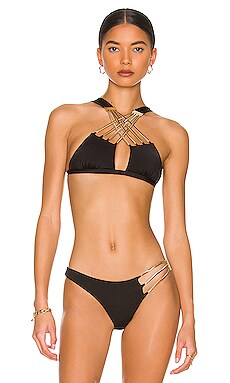 Frankies Bikinis Nick Ribbed Top in Black