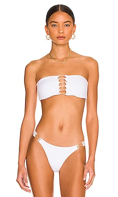 Noelani Bandeau Bikini Top in White