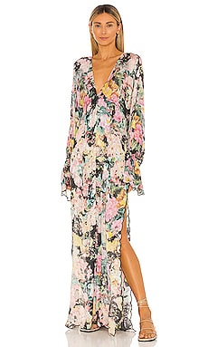 Free People Tilda Wrap Dress in Neutral Combo