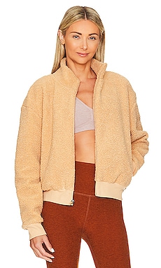 BEYOND YOGA MOTO SHERPA JACKET CAMEL