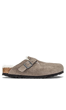 BIRKENSTOCK Boston Shearling Clog in Stone Coin Natural REVOLVE