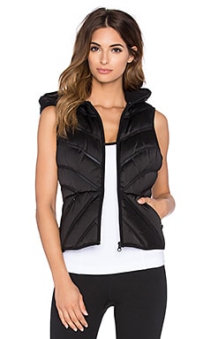 BLANC NOIR Mesh Inset Puffer Vest in Satin Black REVOLVE