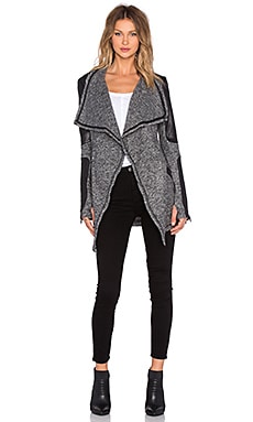 BLANC NOIR Drape Sweater Coat in Charcoal Heather Black REVOLVE