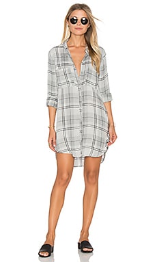 Bella Dahl Whitehaven Flannel Plaid Hipster Dress in Heather Grey