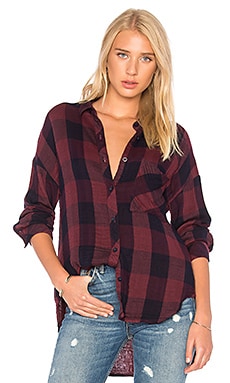 Bella Dahl Drop Shoulder Plaid Top in Vintage Wine | REVOLVE