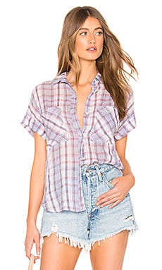 Bella Dahl Rolled Short Sleeve Button Down in Blue REVOLVE