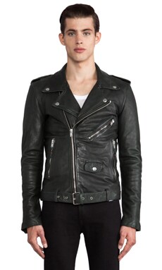 Shop BLK DNM Snake Print Leather Jacket