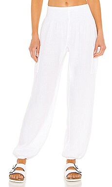 Doubleface Relax White Trousers, White Beach Pants, Wide Leg