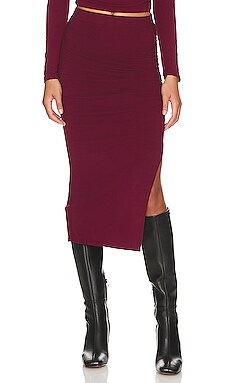 Shirred Split Midi Skirt Bobi