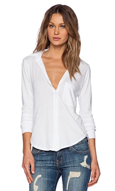 Bobi Light Weight Jersey Button Down in White