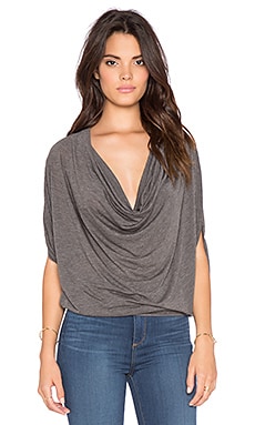 Bobi Tissue Jersey Drape Front Top in Dark Grey | REVOLVE