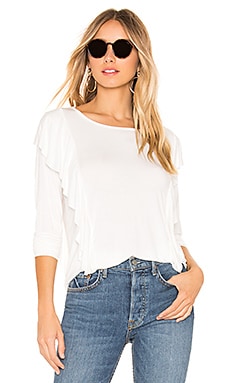 Bobi Ruffle Long Sleeve Tee in Ivory | REVOLVE