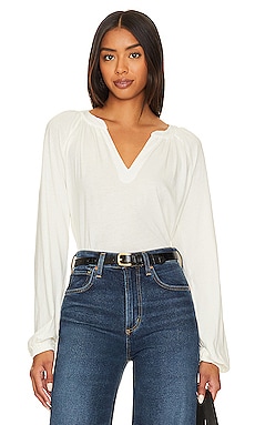 FAVORITE DAUGHTER The Ribbed Long Sleeve Top in White