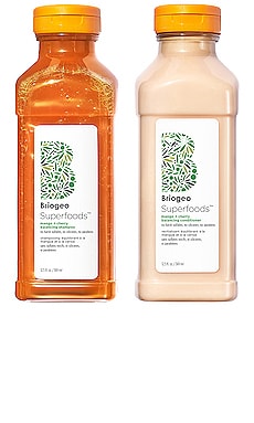 Product image of Briogeo Superfoods Mango + Cherry Balancing Shampoo and Conditioner Duo. Click to view full details