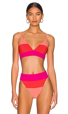 BEACH RIOT Riza Bikini Top in Jellybean Colorblock