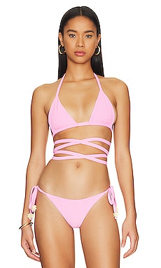 BEACH RIOT Grace Bikini Top in Pink Shine Ombre