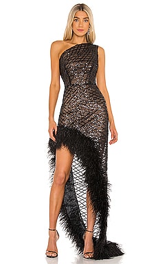 Lola Sheer Feather Gown Bronx and Banco $1,300 