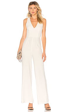 by the way. Carmela Deep V Wide Leg Backless Jumpsuit in White