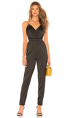 by the way. Nia Paper Bag Waist Satin Jumpsuit in Black | REVOLVE