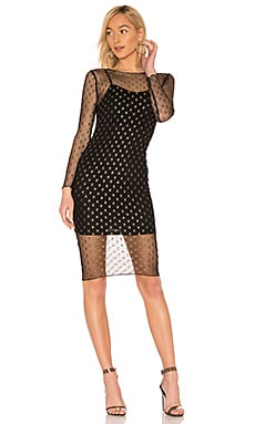 by the way. Jaymee Mesh Lurex Midi Dress in Black & Gold