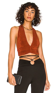 Indah Eres Cowl Neck Halter Top in Black