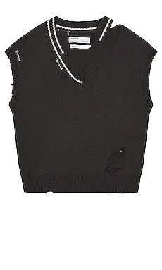 Distressed Knit Layered Sweater Vest C2H4